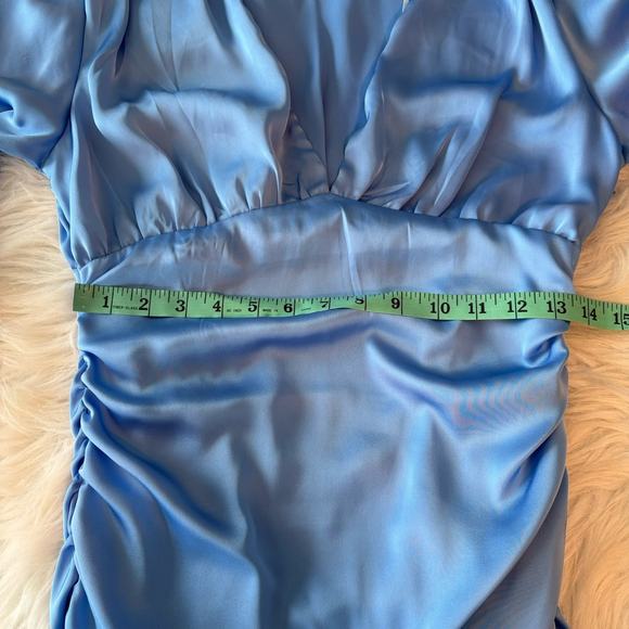 Princess Polly Parsons Long Sleeve Mini Dress Blue Bodycon V-Ncek Silky Size 6 - Picture 10 of 12